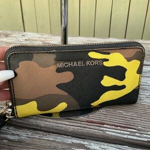 Michael Kors Yellow and Brown Camouflage Bags